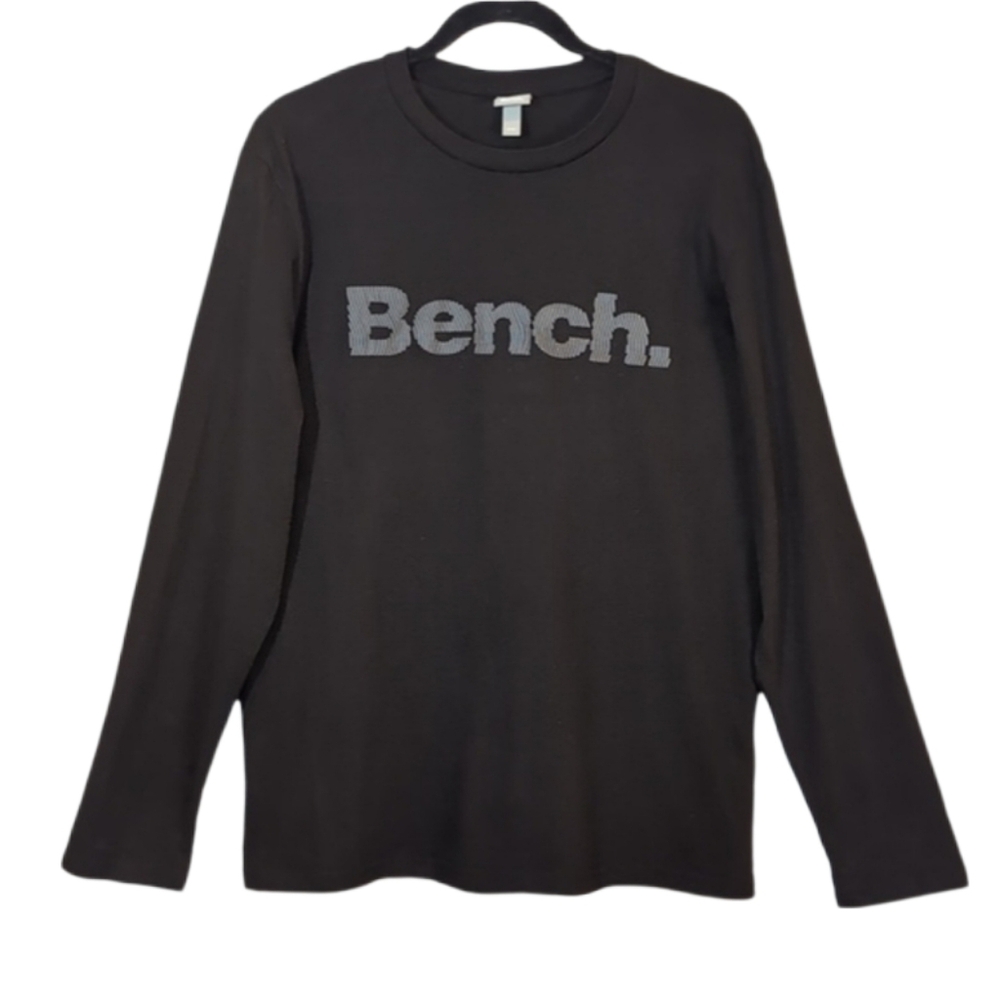 Bench Long Sleeve Tshirt Logo Graphic Tee Black Cotton Top Mens Size Medium